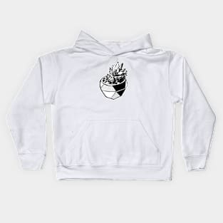 Striking Black and White Succulent Illustration Kids Hoodie